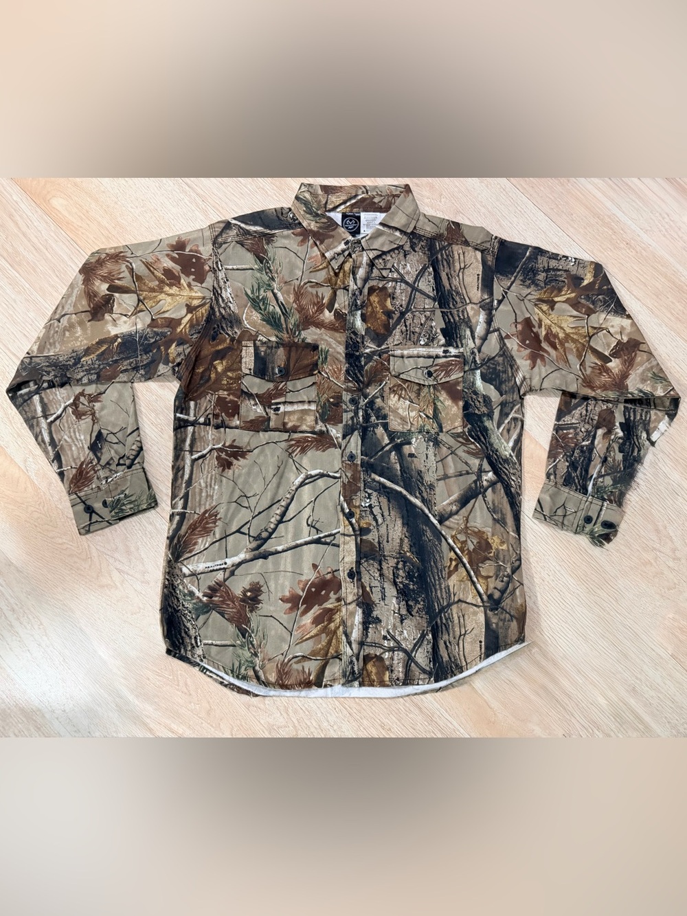 Realtree Men's Long-Sleeve Camo Button Shirt Jacket - Brown/Green/Tan
